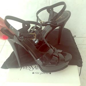 YSL black patent classic tribute sandal size 39.5